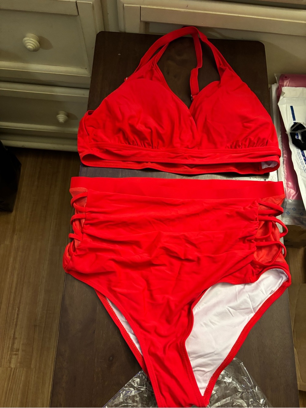 High-Waist Red Bikini Set size large, brand new without tags